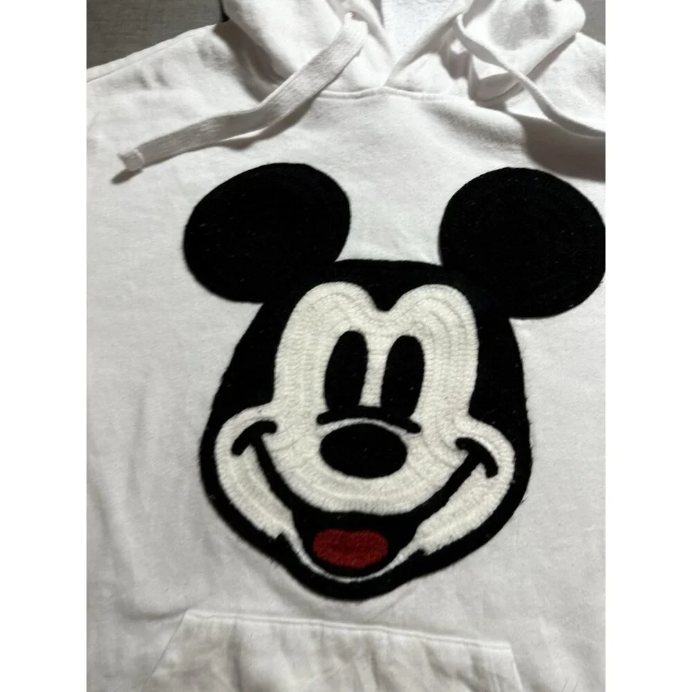 Disney Afghan Micky Mouse Sweatshirt Mens Size XS White Pullover‎ Hoodie